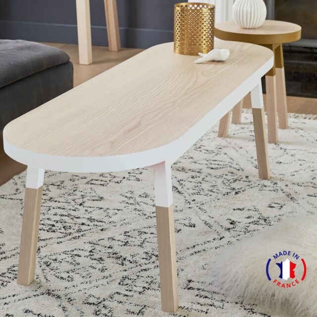 Mon petit meuble français - Table basse – banc en bois massif ÉGÉE – 6 longueurs, 11 couleurs