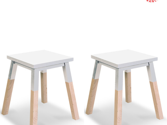 MON PETIT MEUBLE FRANÇAIS - Tabourets en bois carrés ÉGÉE - dessus laqué - lot de 2