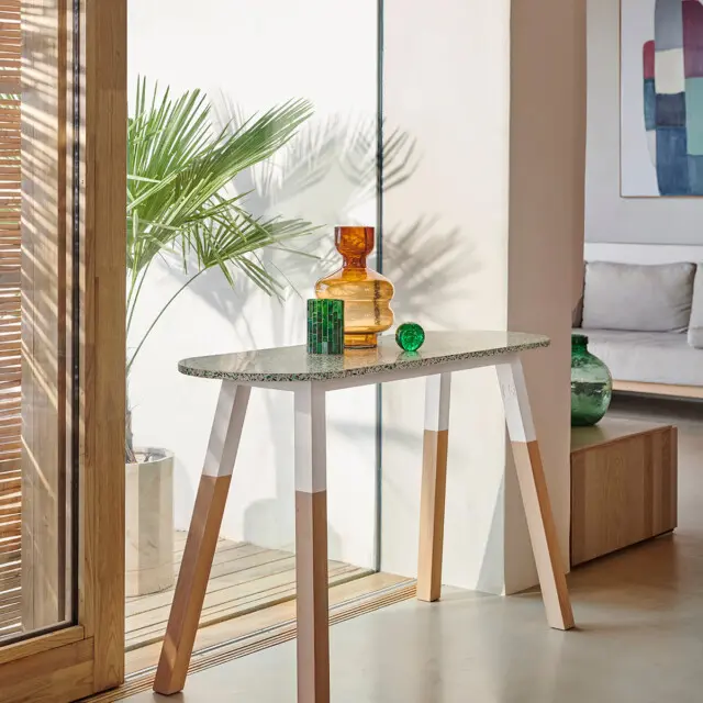 Console ÉGÉE Terrazzo – piétement bois massif par la marque Mon petit meuble français Mon petit meuble français - Console ÉGÉE Terrazzo – piétement bois massif