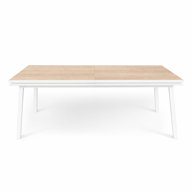 MON PETIT MEUBLE FRANÇAIS - Table extensible ÉGÉE en chêne naturel - piétement blanc