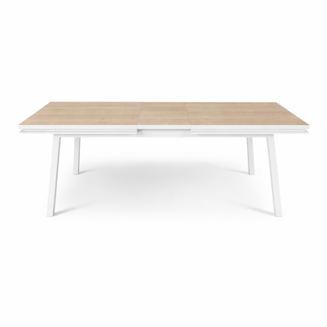 MON PETIT MEUBLE FRANÇAIS - Table extensible ÉGÉE en chêne naturel - piétement blanc