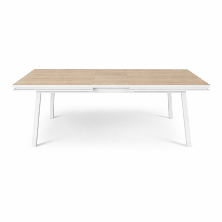 MON PETIT MEUBLE FRANÇAIS - Table extensible ÉGÉE en chêne naturel - piétement blanc