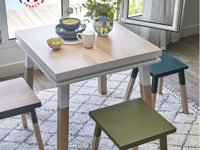 MON PETIT MEUBLE FRANÇAIS - Table carrée en bois massif ÉGÉE - extensible