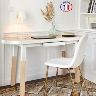 Mon Petit Meuble Français - Table bureau ovale bois massif ÉGÉE – 70 à 180 cm, 11 couleurs