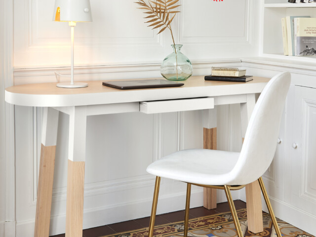 file 353 MON PETIT MEUBLE FRANÇAIS - Table bureau ovale bois massif ÉGÉE - 70 à 180 cm