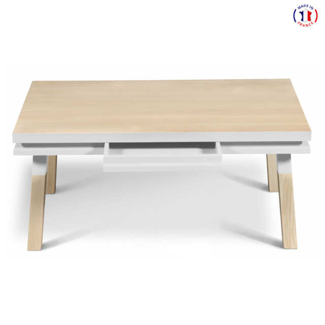 MON PETIT MEUBLE FRANÇAIS - Table basse bois massif rectangulaire ÉGÉE - 70 à 160 cm