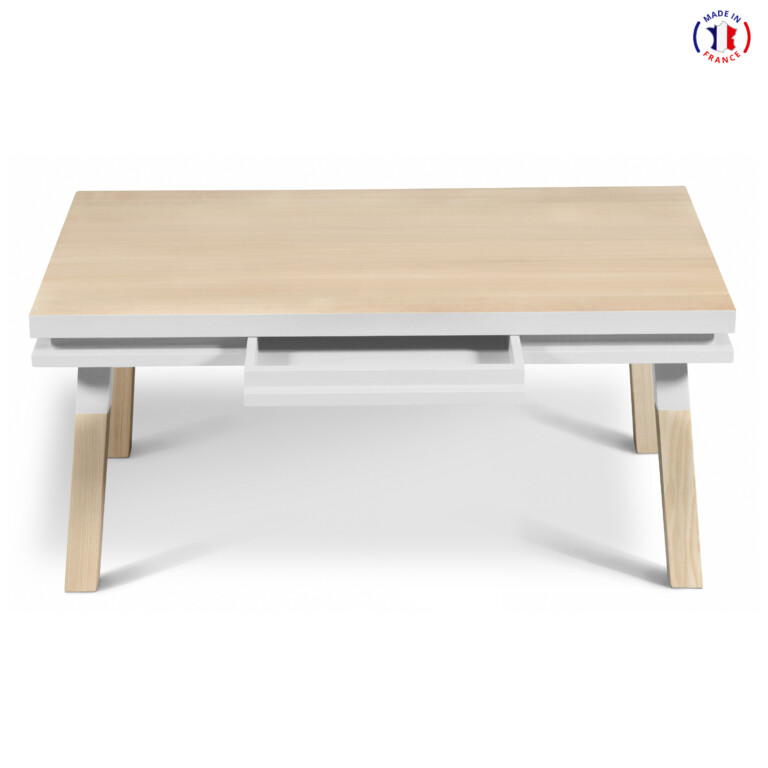 MON PETIT MEUBLE FRANÇAIS - Table basse bois massif rectangulaire ÉGÉE - 70 à 160 cm