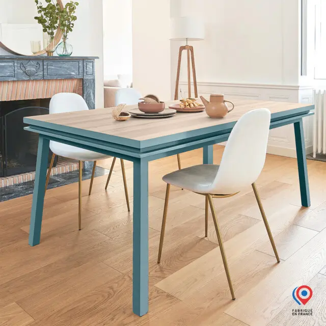 Table extensible rectangulaire ÉGÉE en chêne massif – 10 couleurs par la marque Mon petit meuble français Mon petit meuble français - Table extensible rectangulaire ÉGÉE en chêne massif – 10 couleurs