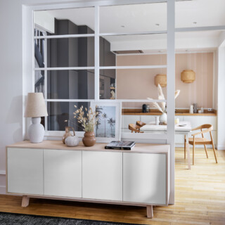 Mon Petit Meuble Français - Grand buffet en bois 4 portes KUBE – version basse – 160 à 240 cm