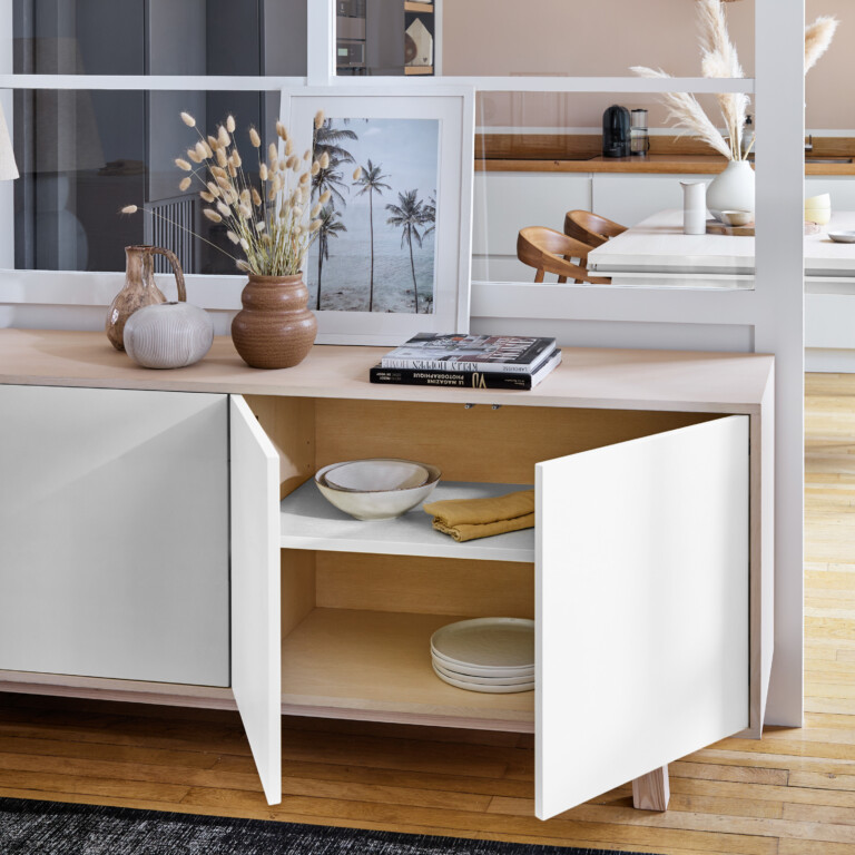 MON PETIT MEUBLE FRANÇAIS - Grand buffet en bois 4 portes KUBE - version basse - 160 à 240 cm