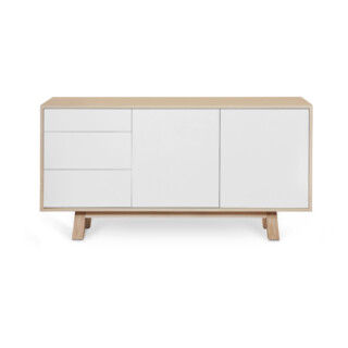 Mon Petit Meuble Français - Buffet en bois 2 portes 3 tiroirs KUBE 120 & 140 cm – version basse, 11 couleurs