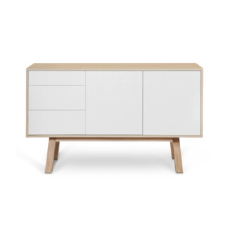 Mon Petit Meuble Français - Buffet bois massif KUBE – haut, 2 portes 3 tiroirs, 120 ou 140 cm