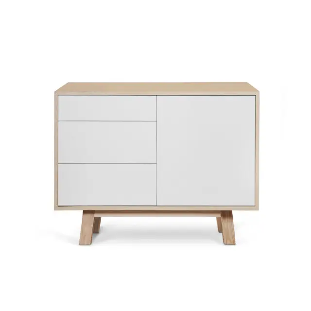 Petit buffet bois KUBE 3 tiroirs 80 & 100 cm – version basse, 11 couleurs par la marque Mon petit meuble français Mon petit meuble français - Petit buffet bois KUBE 3 tiroirs 80 & 100 cm – version basse, 11 couleurs
