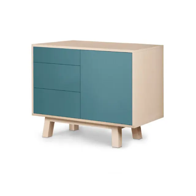MON PETIT MEUBLE FRANÇAIS - Petit buffet bois KUBE 3 tiroirs 80 & 100 cm - version basse