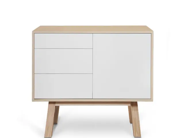 file 608 MON PETIT MEUBLE FRANÇAIS - Petit buffet bois KUBE avec 3 tiroirs 80 & 100 cm - version haute