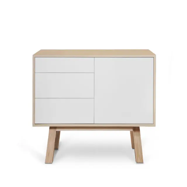 Petit buffet bois KUBE avec 3 tiroirs 80 & 100 cm – version haute, 11 couleurs par la marque Mon petit meuble français Mon petit meuble français - Petit buffet bois KUBE avec 3 tiroirs 80 & 100 cm – version haute, 11 couleurs