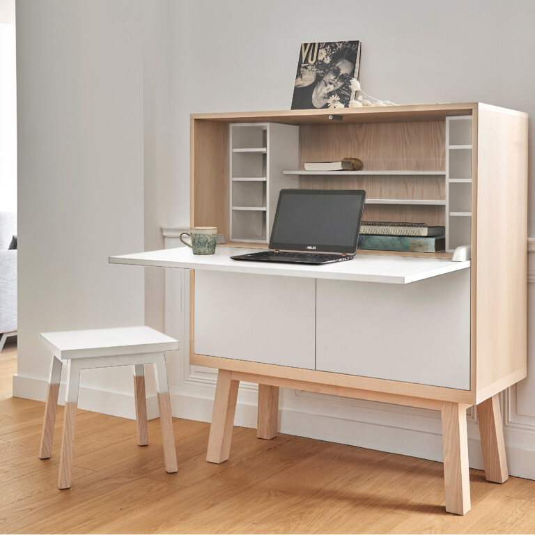 MON PETIT MEUBLE FRANÇAIS - Bureau secrétaire bois massif KUBE -  11 couleurs - 110 et 120 cm