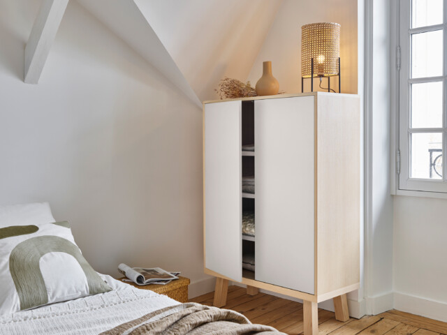 MON PETIT MEUBLE FRANÇAIS - Grande armoire en bois 2 portes KUBE - rangement H. 150 cm