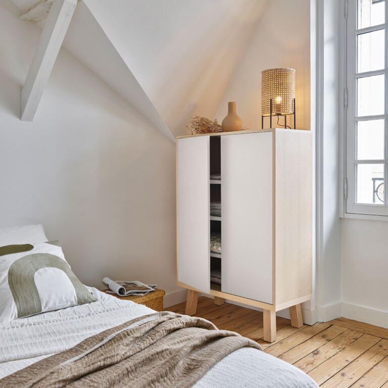 MON PETIT MEUBLE FRANÇAIS - Grande armoire en bois 2 portes KUBE - rangement H. 150 cm