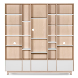 Mon Petit Meuble Français - Bibliothèque en bois modulable KUBE 220 cm – 5 colonnes, 11 couleurs