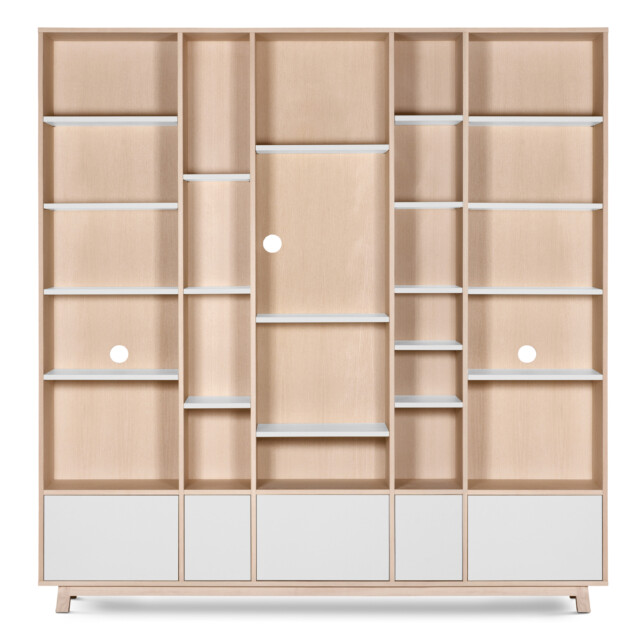 Mon Petit Meuble Français - Bibliothèque en bois modulable KUBE 220 cm – 5 colonnes, 11 couleurs