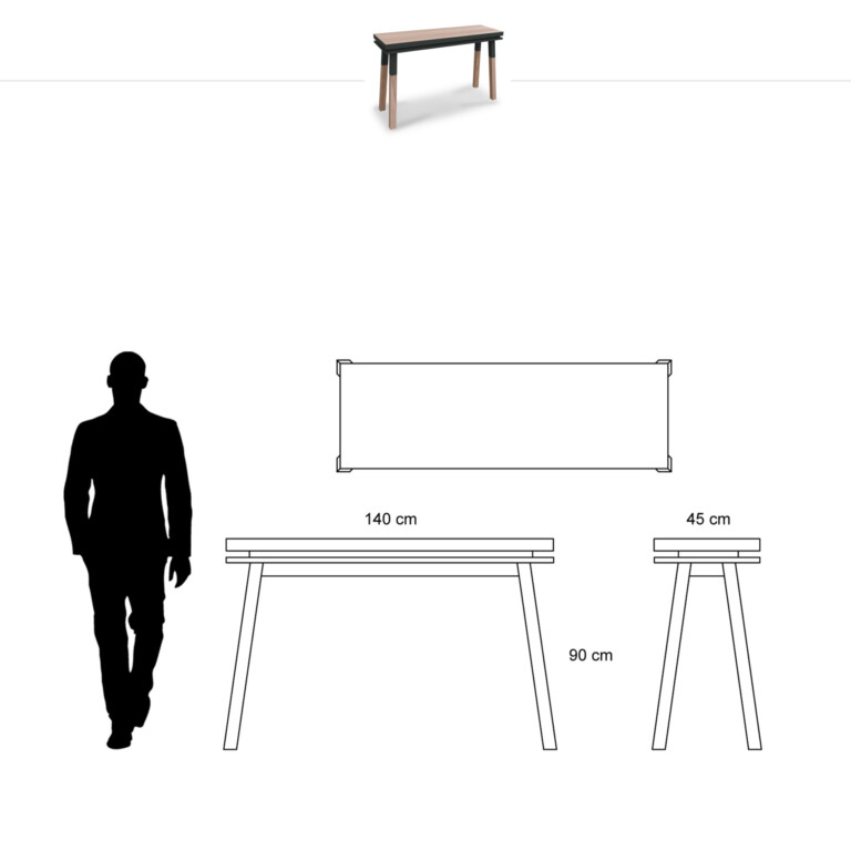 MON PETIT MEUBLE FRANÇAIS - Console en bois massif rectangulaire ÉGÉE - 12 longueurs
