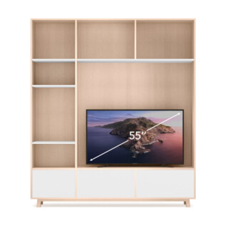 Mon Petit Meuble Français - Bibliothèque en bois KUBE pour écran TV – 2 modules