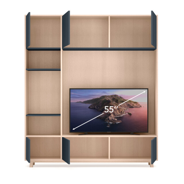 MON PETIT MEUBLE FRANÇAIS - Bibliothèque en bois KUBE pour écran TV - 2 modules