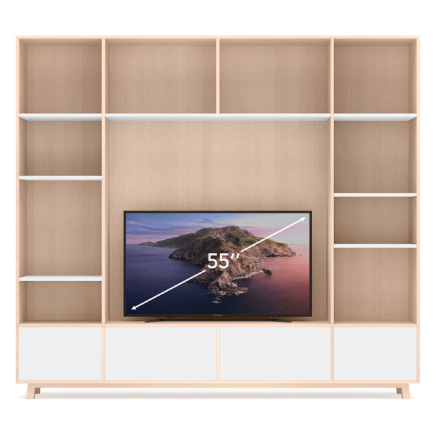 Mon Petit Meuble Français - Bibliothèque bois KUBE pour écran TV – 3 modules