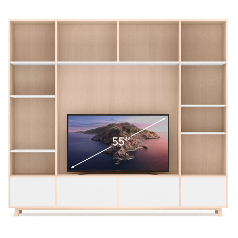 MON PETIT MEUBLE FRANÇAIS - Bibliothèque bois KUBE pour écran TV - 3 modules