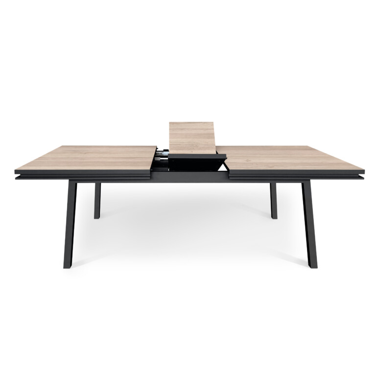 MON PETIT MEUBLE FRANÇAIS - Table extensible ÉGÉE en chêne naturel - piétement noir mat