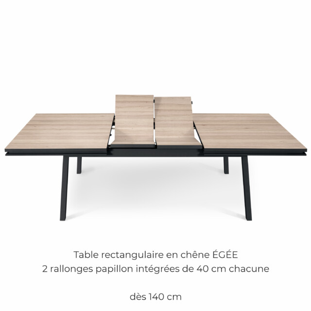 MON PETIT MEUBLE FRANÇAIS - Table extensible ÉGÉE en chêne naturel - piétement noir mat