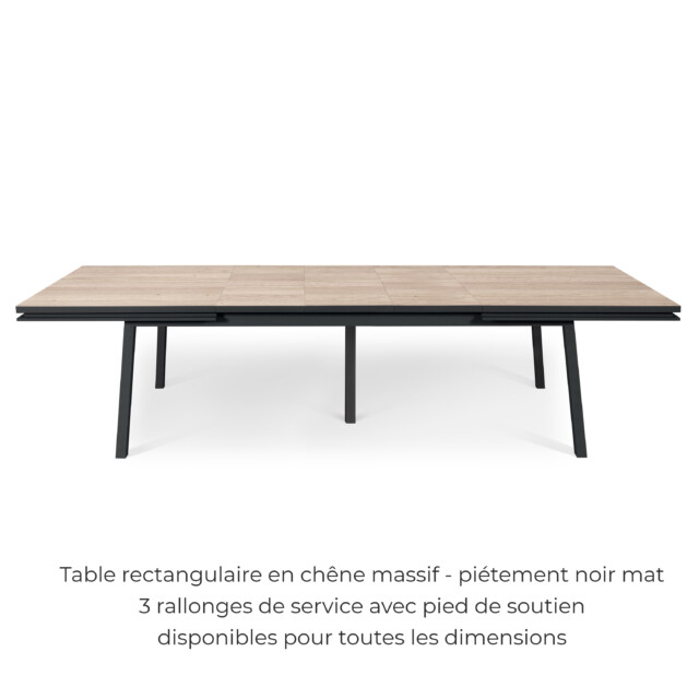 MON PETIT MEUBLE FRANÇAIS - Table extensible ÉGÉE en chêne naturel - piétement noir mat