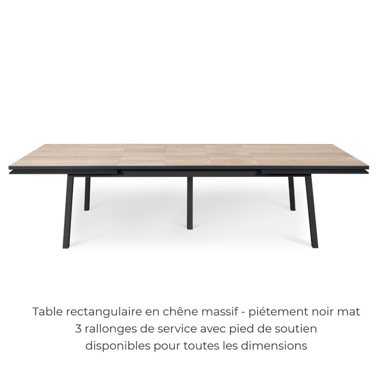 MON PETIT MEUBLE FRANÇAIS - Table extensible ÉGÉE en chêne naturel - piétement noir mat