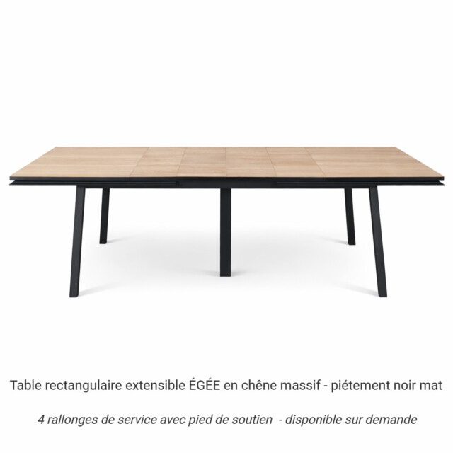 MON PETIT MEUBLE FRANÇAIS - Table extensible ÉGÉE en chêne naturel - piétement noir mat
