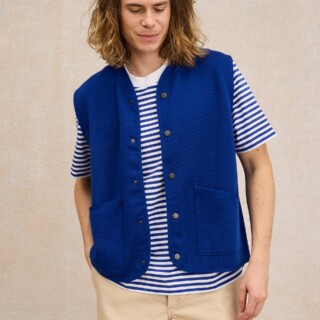 Le Minor - Gilet sans manches à pression bleu roi pour homme
