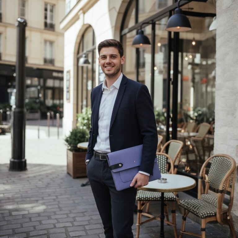 Saint-Lazare - Pochette ordinateur Made in France - Violet clair