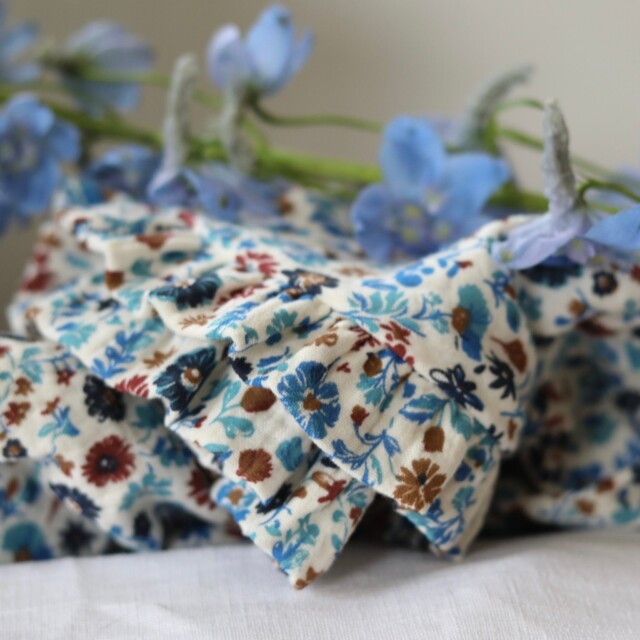 Quintessence - Jupe longue Maya - Double gaze de coton fleurettes bleues