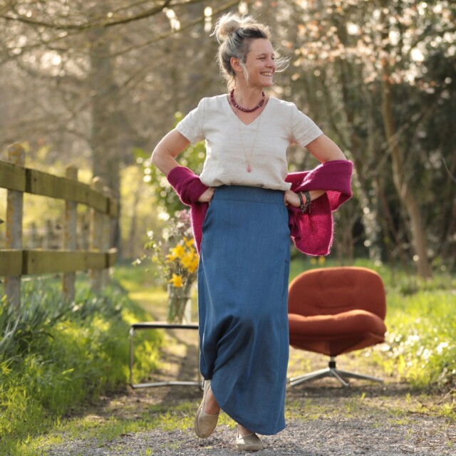 Quintessence - Jupe longue Maya - jean lyocell bleu