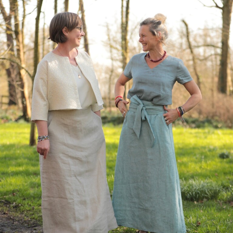 Meta SS25 - Jupe longue Maya - lin chiné ficelle – L