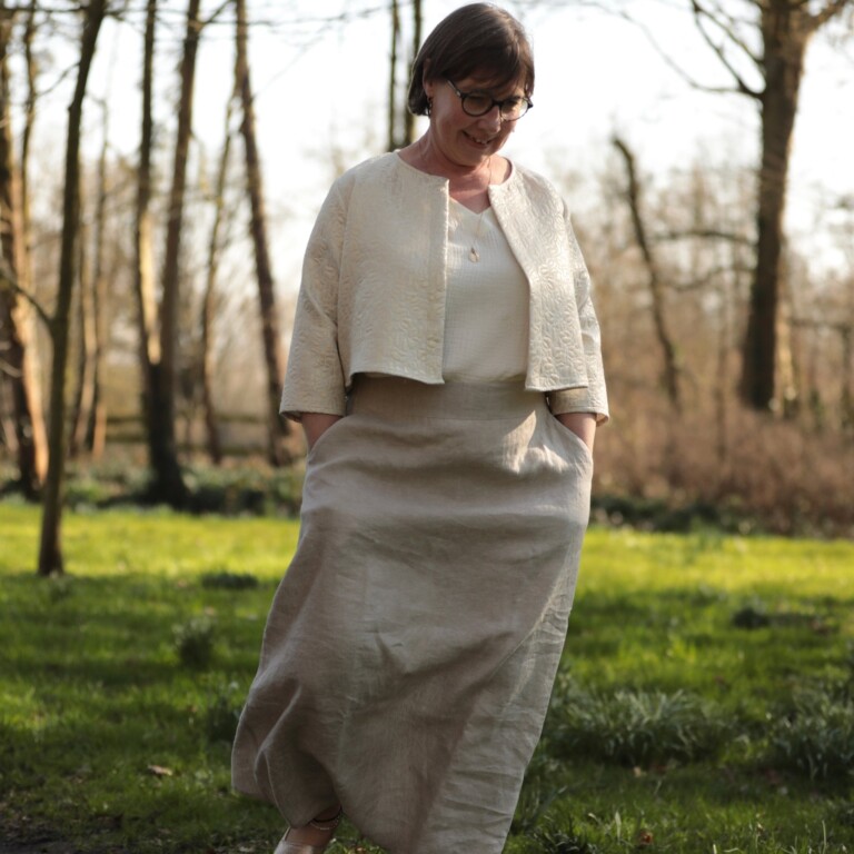 Meta SS25 - Jupe longue Maya - lin chiné ficelle – L
