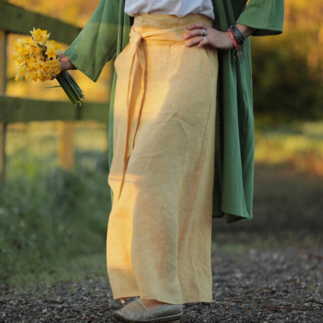 Quintessence - Jupe longue Maya - lin chiné jaune doux