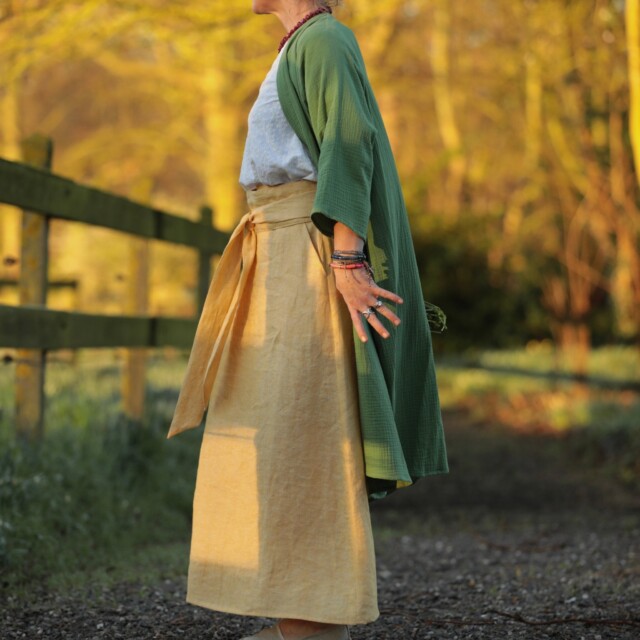 Quintessence - Jupe longue Maya - lin chiné jaune doux