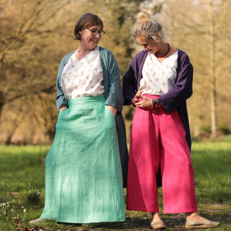 Quintessence - Jupe longue Maya - lin chiné vert pep's