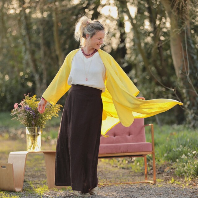 Quintessence - Jupe longue Maya - Lin chocolat