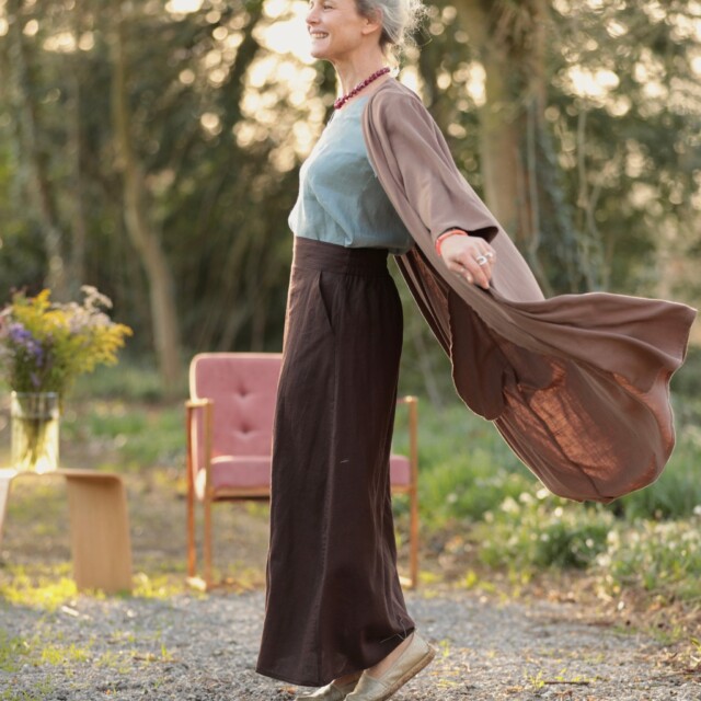 Quintessence - Jupe longue Maya - Lin chocolat