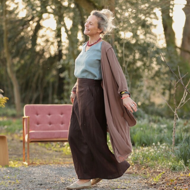 Quintessence - Jupe longue Maya - Lin chocolat