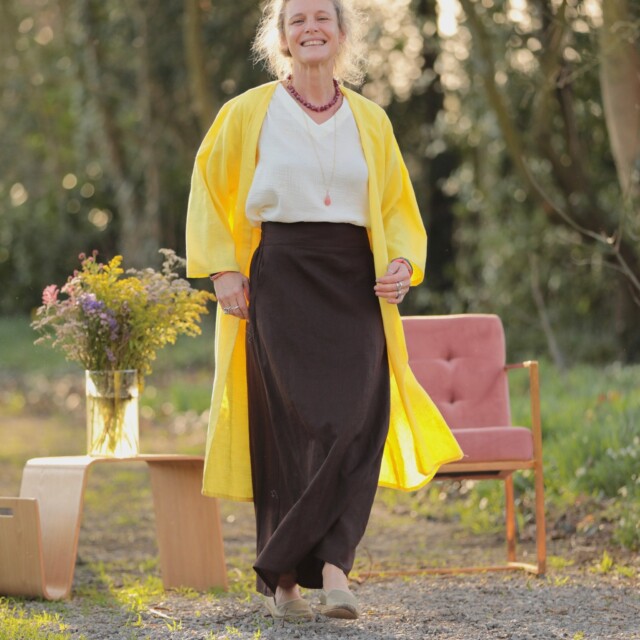 Quintessence - Jupe longue Maya - Lin chocolat