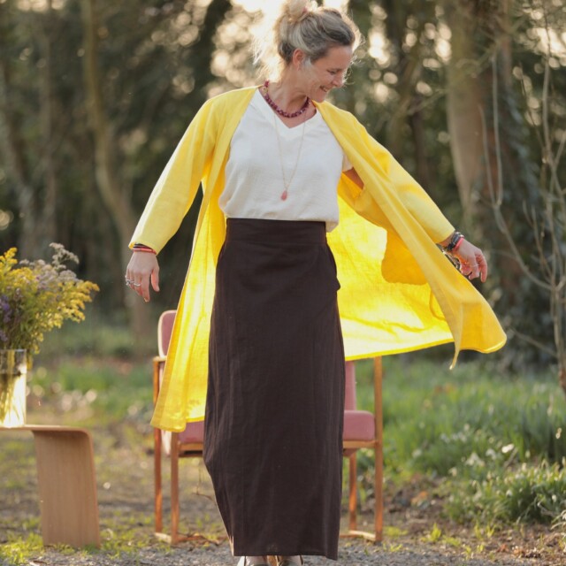 Quintessence - Jupe longue Maya - Lin chocolat