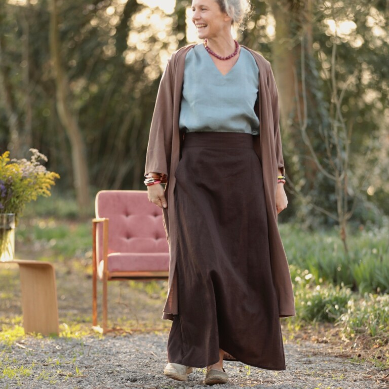 Quintessence - Jupe longue Maya - Lin chocolat